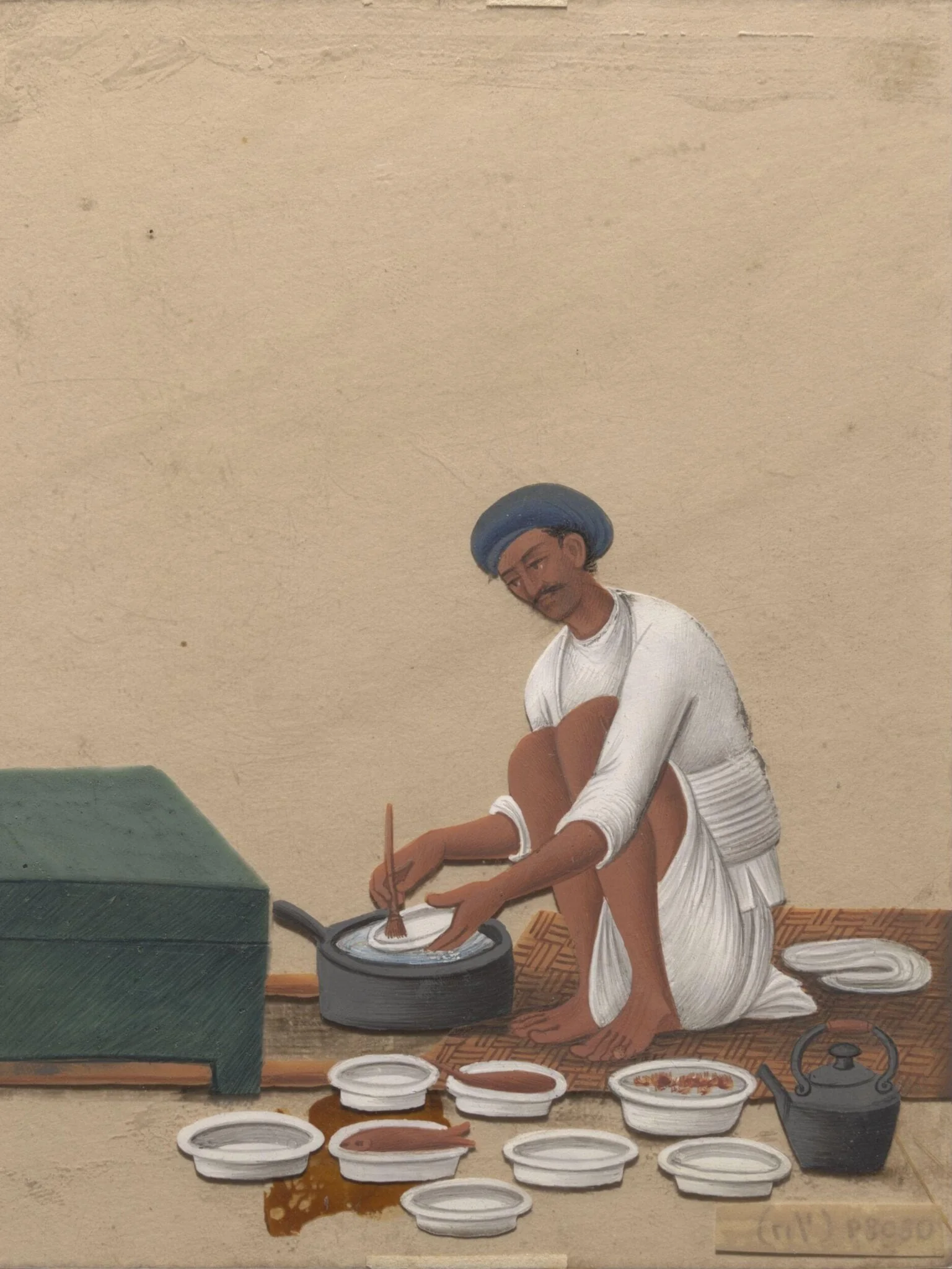 One of Seventeen paintings of domestic servants and tradesmen, detail
