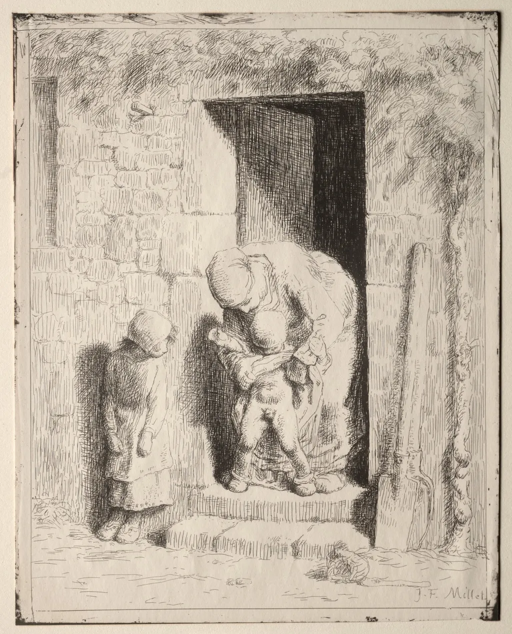 Maternal Precaution, by Jean François Millet, 1860