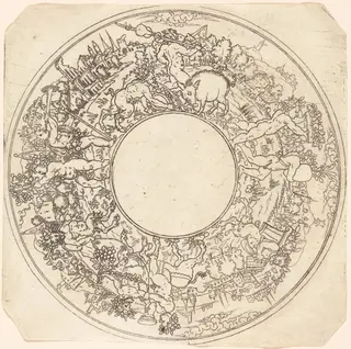 Triumphal Procession of Bacchus, by Jonas Silber, ink, 1580