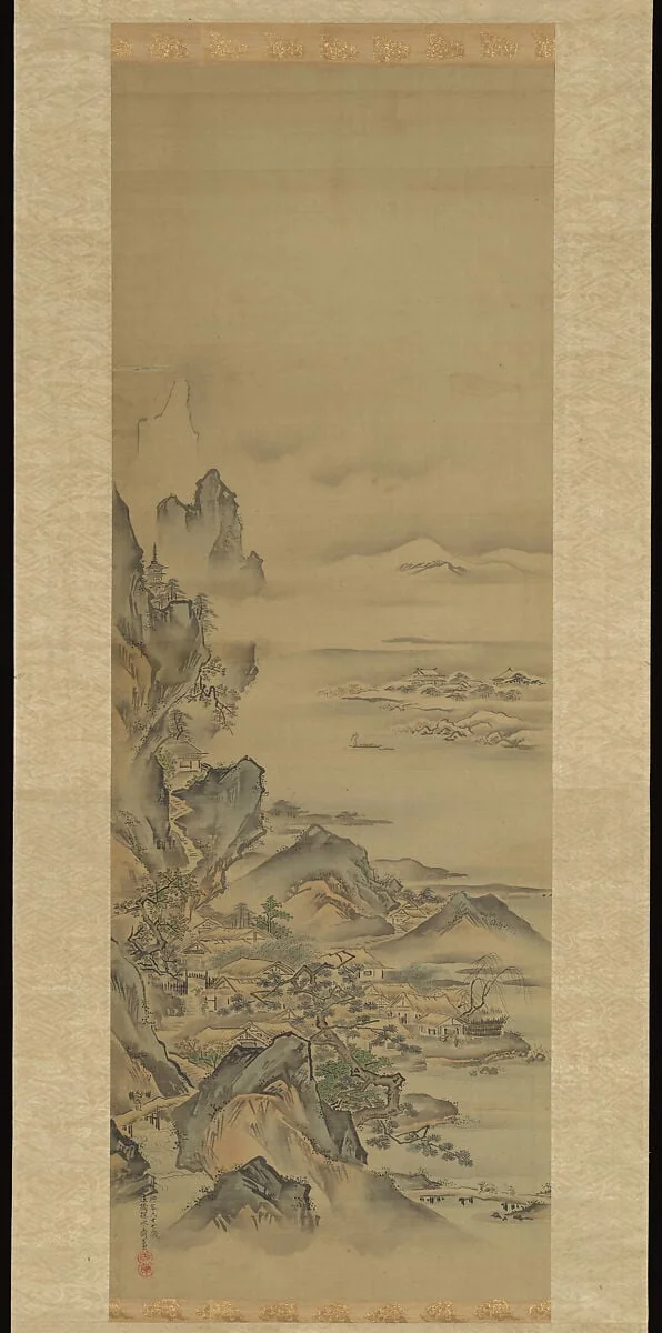 狩野探水守常筆 蓬莱山・瀟湘八景図|Mount Penglai with Eight Views of Xiao and Xiang, detail