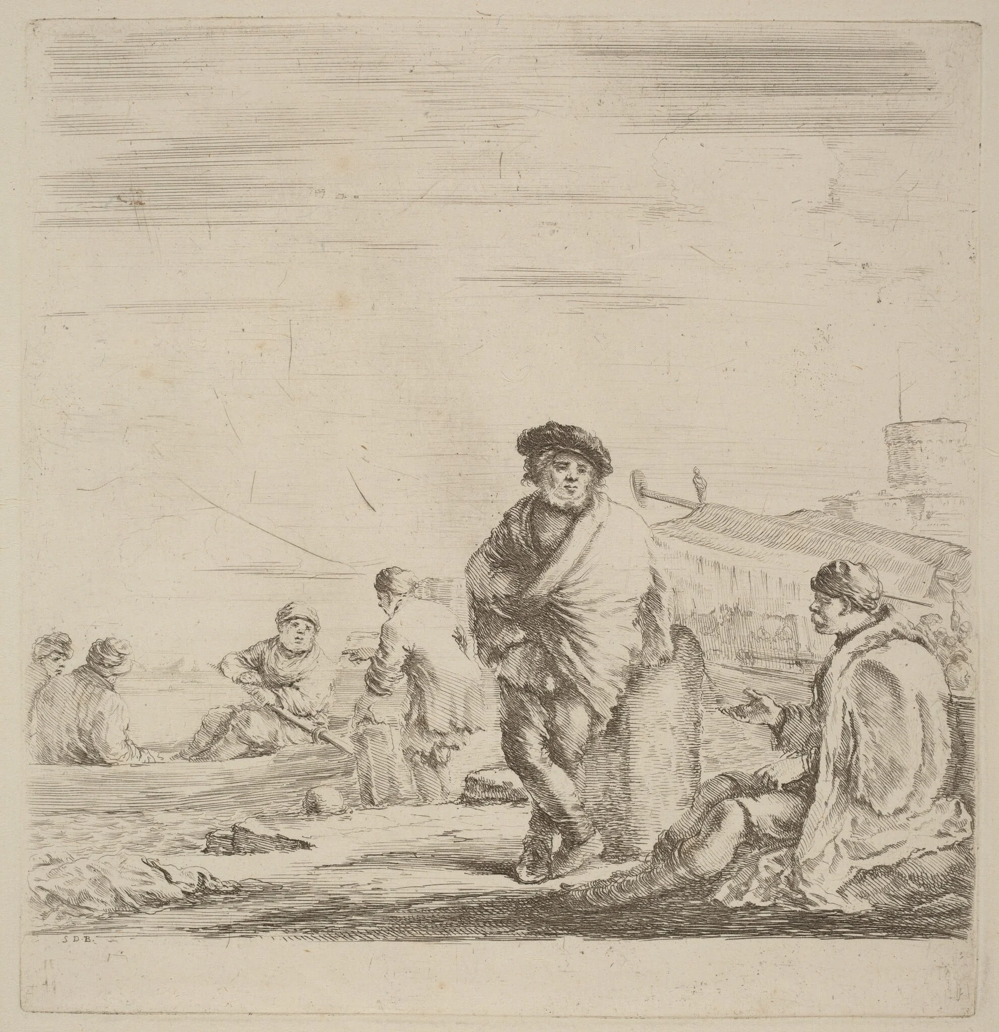 Standing Sailor Talking with a Seated Levantine, detail