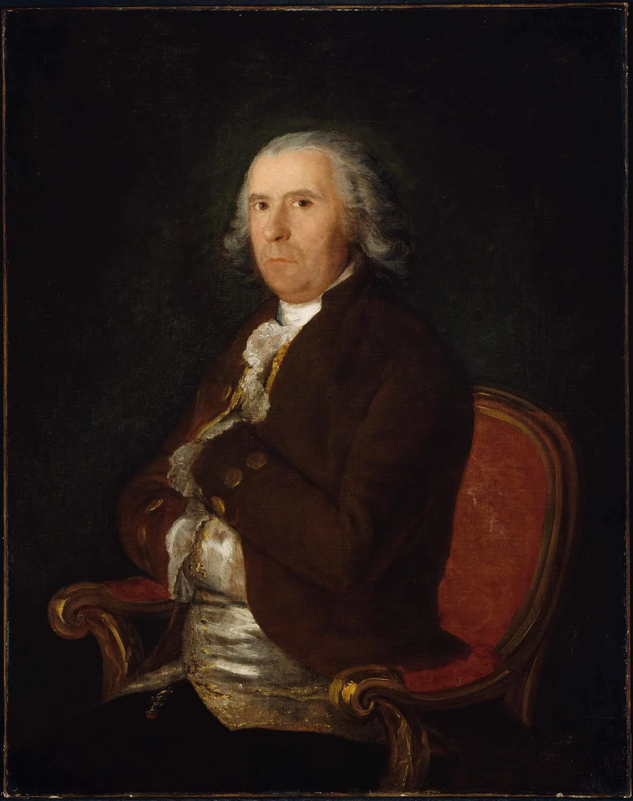 Portrait of a Man in a Brown Coat, detail