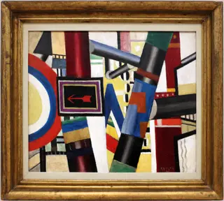 The Railway Crossing (Sketch), by Fernand Léger, oil, 1919
