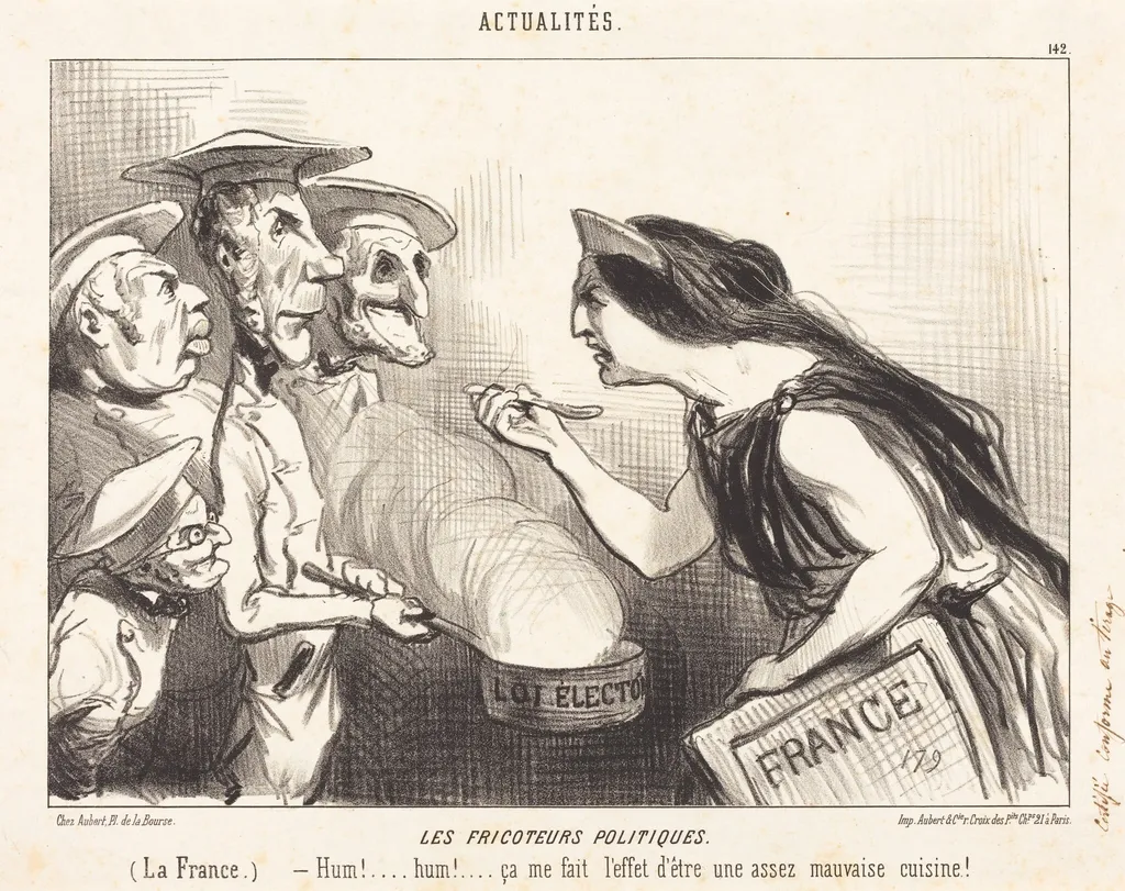 Les Fricoteurs politiques, by Honoré Daumier, ink, 1850