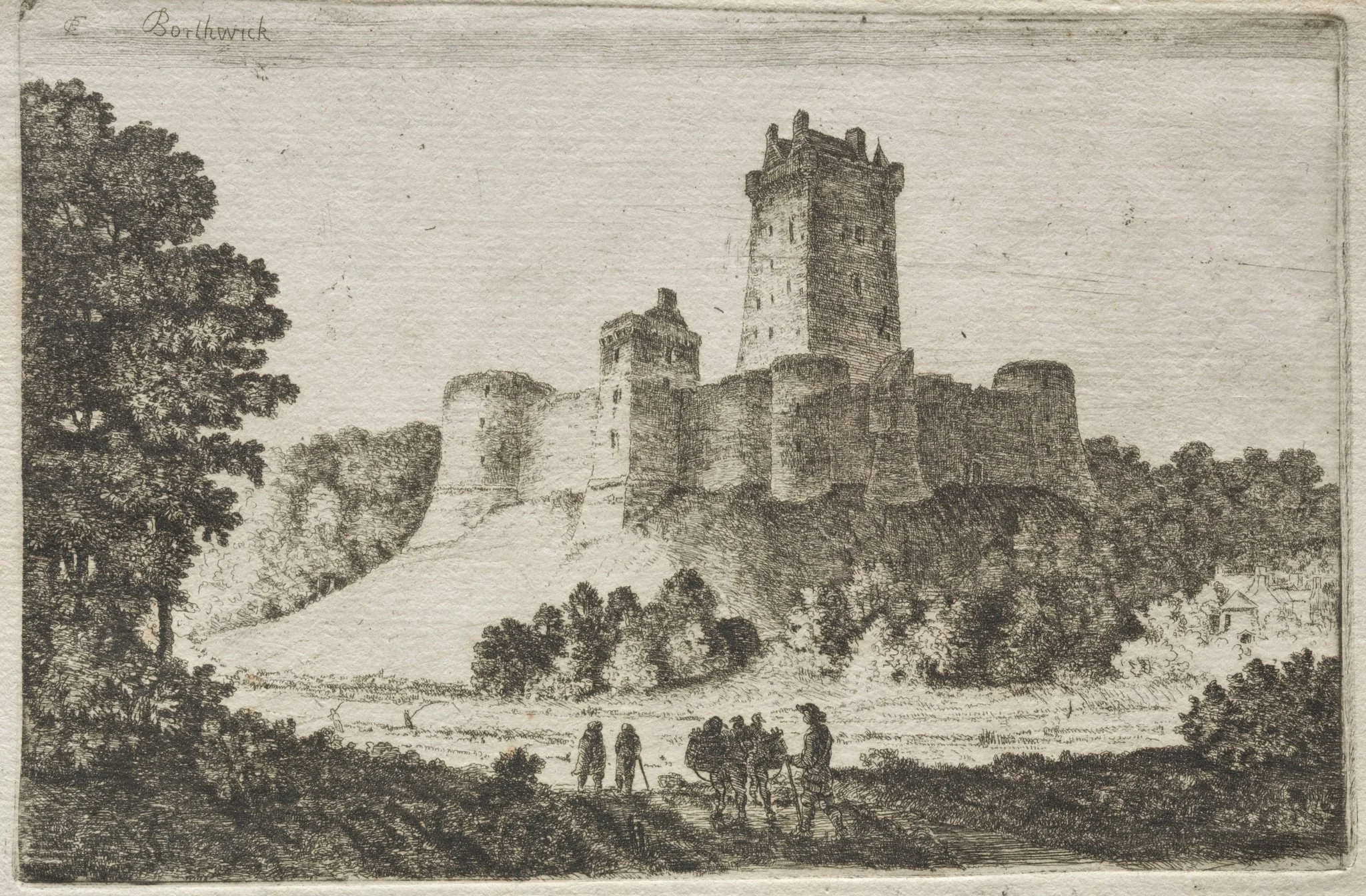 Borthwick Castle from the East, detail