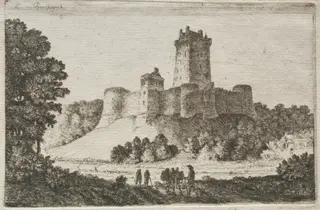 Borthwick Castle from the East, by John Clerk of Eldin, 1770