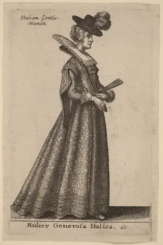 Mulier Generosa Italica, by Wenceslaus Hollar, ink, 1644