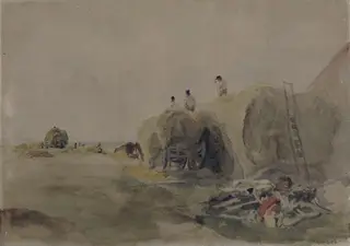 Stacking Hay, near Lincoln, by Peter De Wint, watercolor, 1805