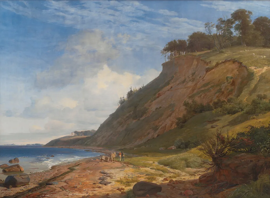 A Danish Coast. View from Kitnæs on Roskilde Fjord. Zealand, by Johan Lundbye, oil, 1843