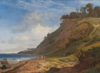 A Danish Coast. View from Kitnæs on Roskilde Fjord. Zealand, by Johan Lundbye, oil, 1843
