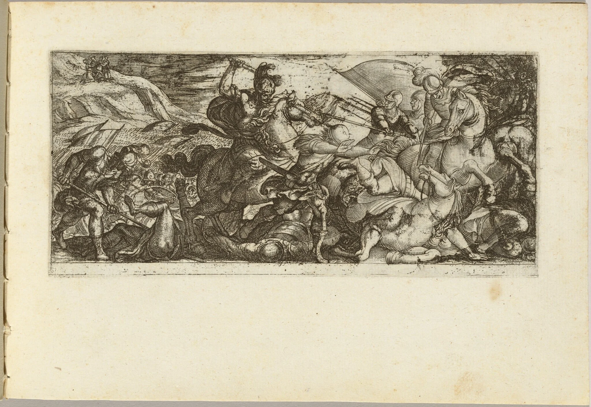 Cavalry Attack with Soldiers Fleeing, detail