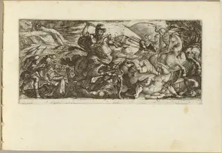 Cavalry Attack with Soldiers Fleeing, by Antonio Tempesta, ink, 1592