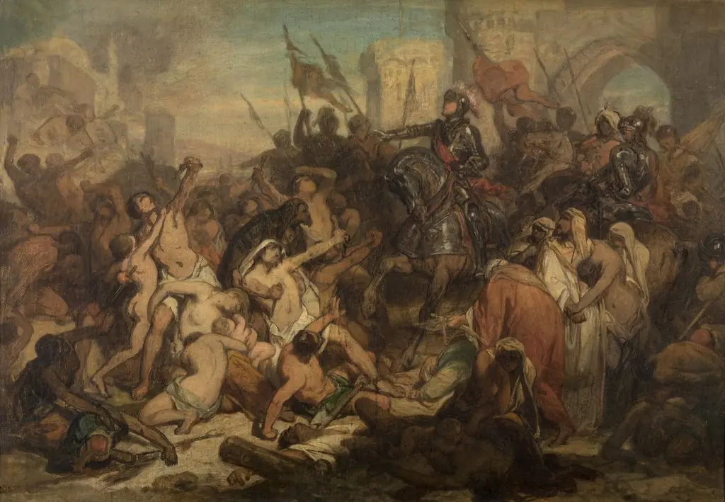 Charles V Frees the Slaves in Tunis, by Nicaise De Keyser, oil, 1860