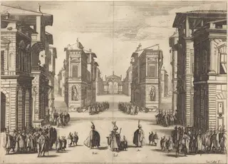 Il Solimano, Act I, by Jacques Callot, ink, 1620