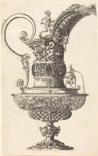Jar with Neptune, by Wenzel Jamnitzer I, ink, 1546