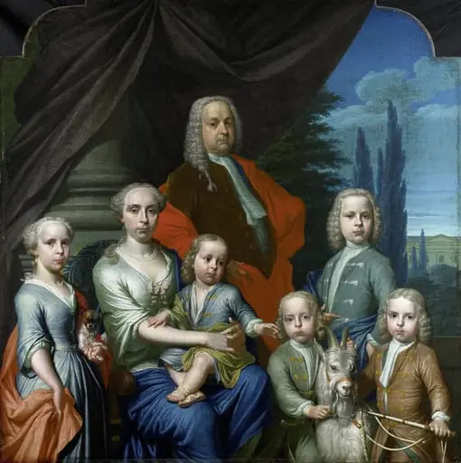 Willem Philip Kops (1695-1756), with his Wife and Children, by Frans Decker, unspecified, 1738