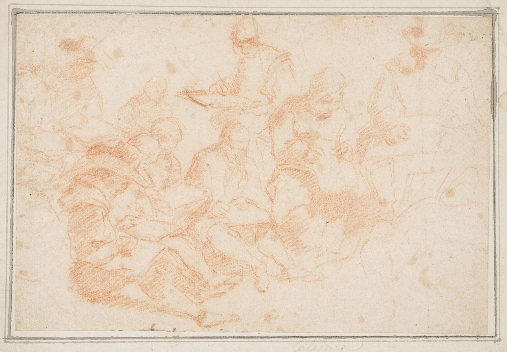 A group of artists drawing, detail