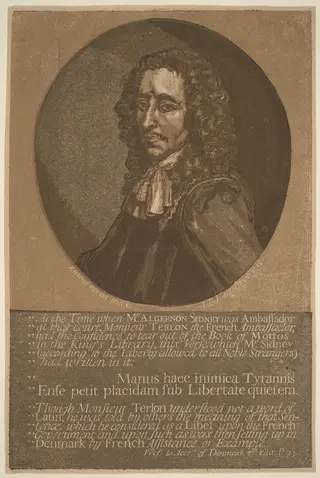 Algernon Sidney, by John Baptist Jackson, ink, 1740