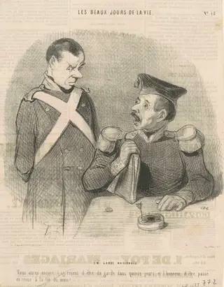 En garde national, by Honoré Daumier, ink, 1845