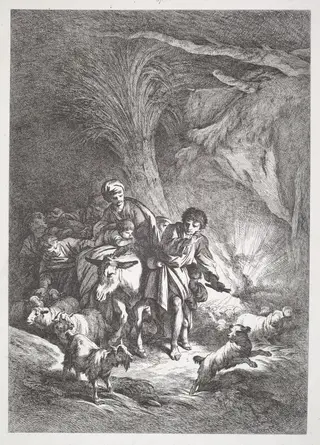 The Flight into Egypt, by Jean-Baptiste Hüet, ink, 1798
