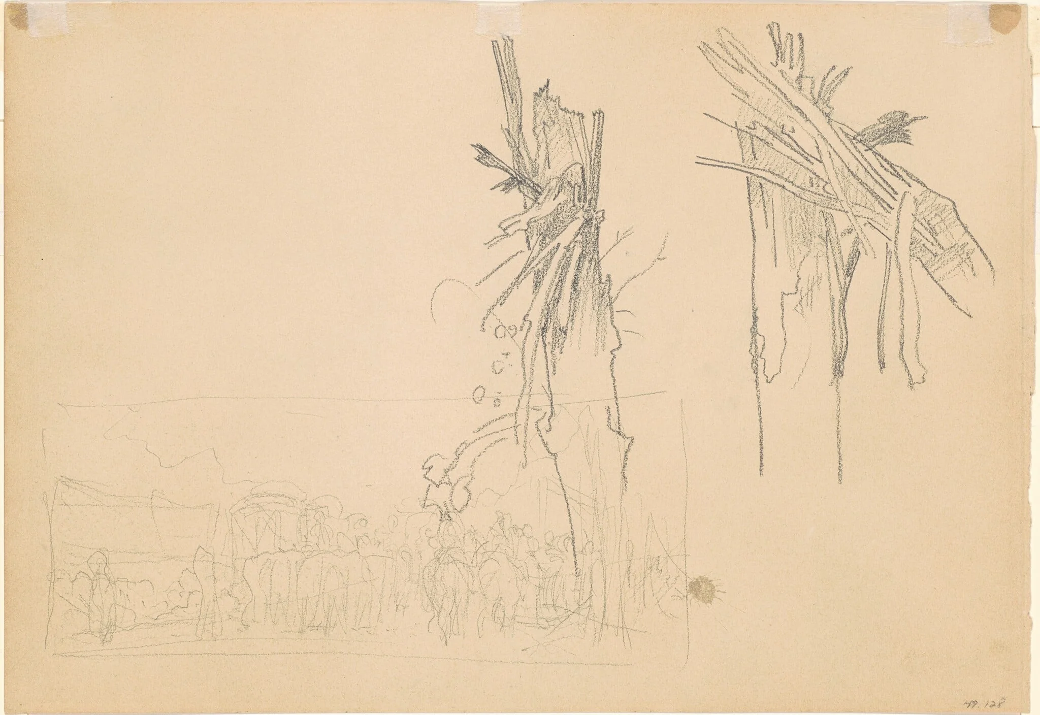 Two Shattered Trees; and Study for "The Road" [verso], detail