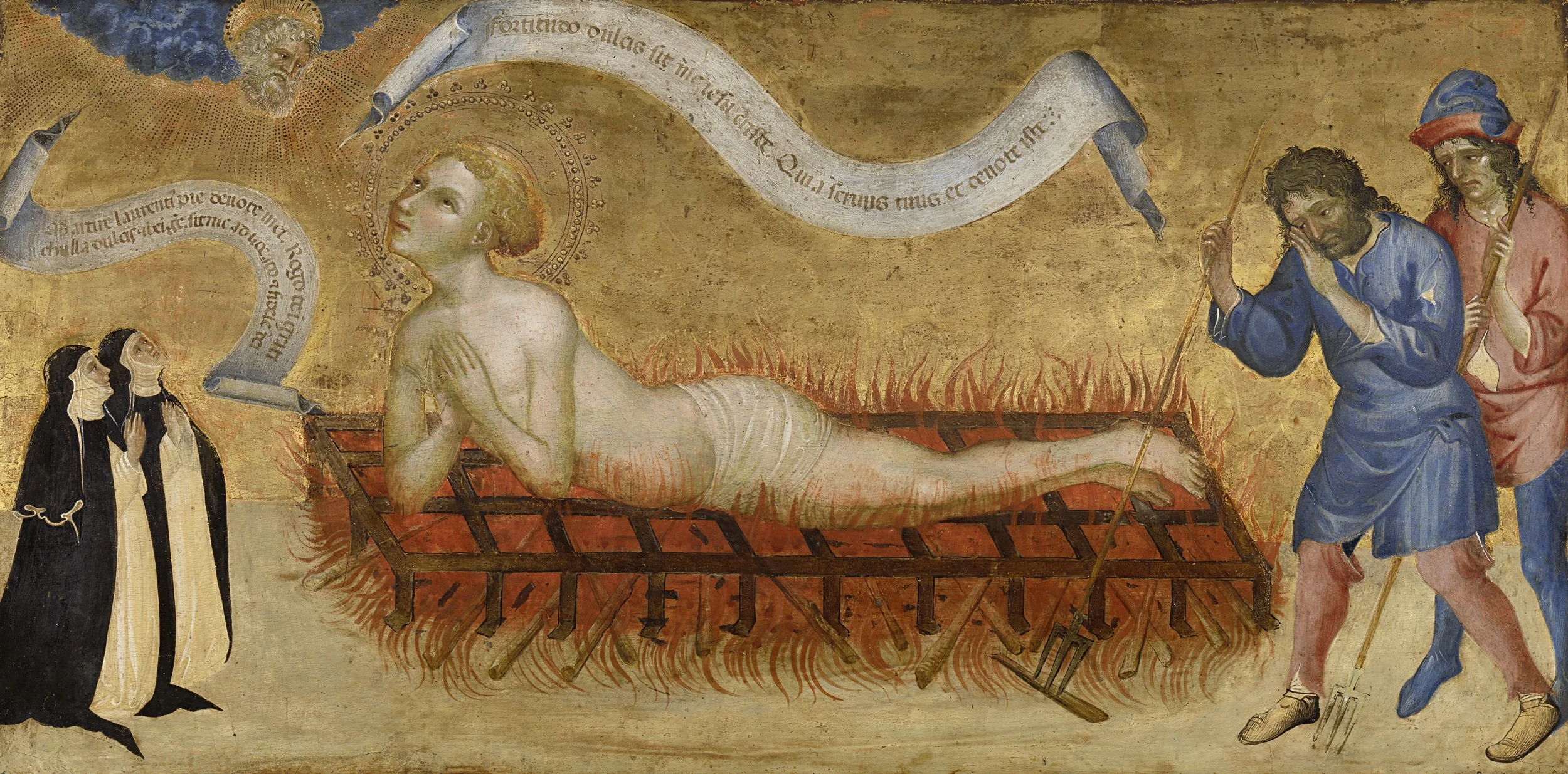 Martyrdom of Saint Lawrence, with Two Benedictine Nuns, detail