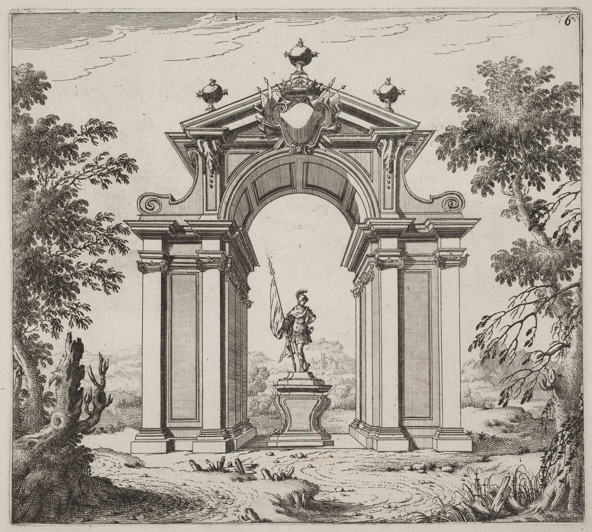 Triumphal Arch in a Landscape, detail