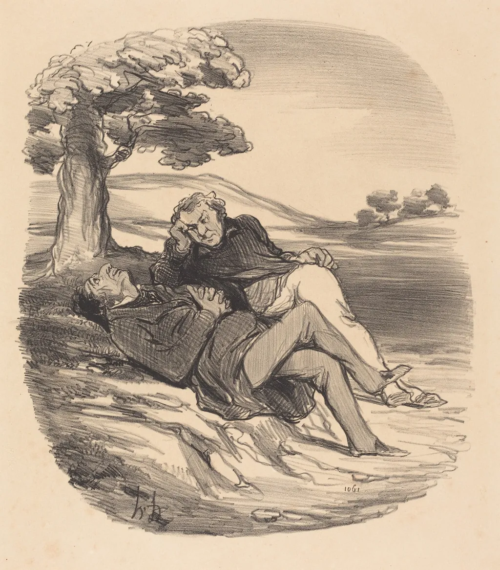 Doux loisir d'un quincailler retiré di commerce..., by Honoré Daumier, ink, 1848