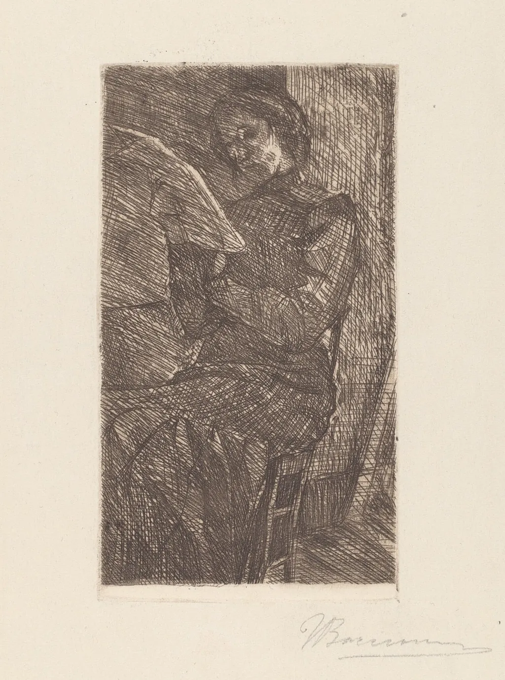 Woman Reading [Donna che legge], by Umberto Boccioni, ink, 1910