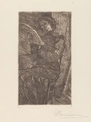 Woman Reading [Donna che legge], by Umberto Boccioni, ink, 1910