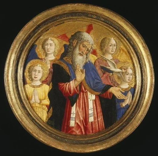 God the Father with Four Angels and the Dove of the Holy Spirit, detail