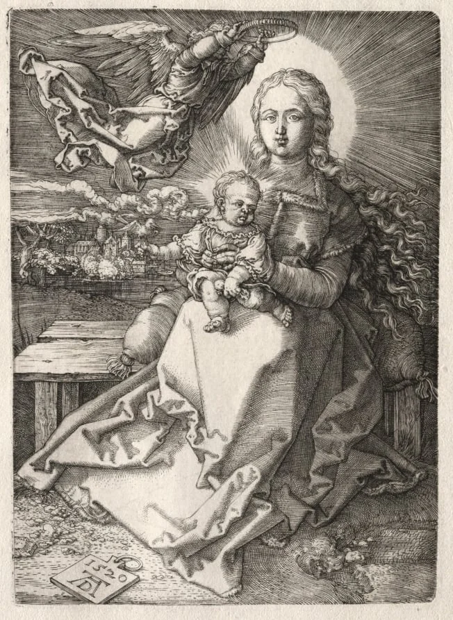 Virgin Crowned by an Angel, detail
