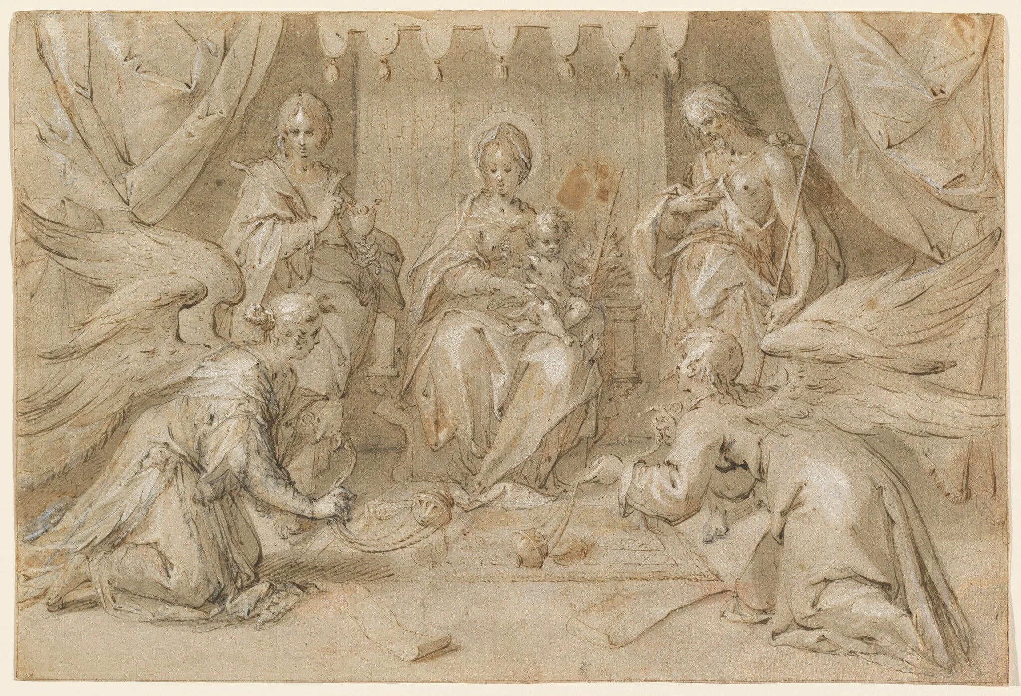 The Madonna Enthroned with Saint John the Baptist and Saint John the Evangelist, detail