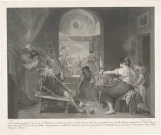 Las Hilanderas (The Spinners), by Francisco Muntaner, ink, 1796
