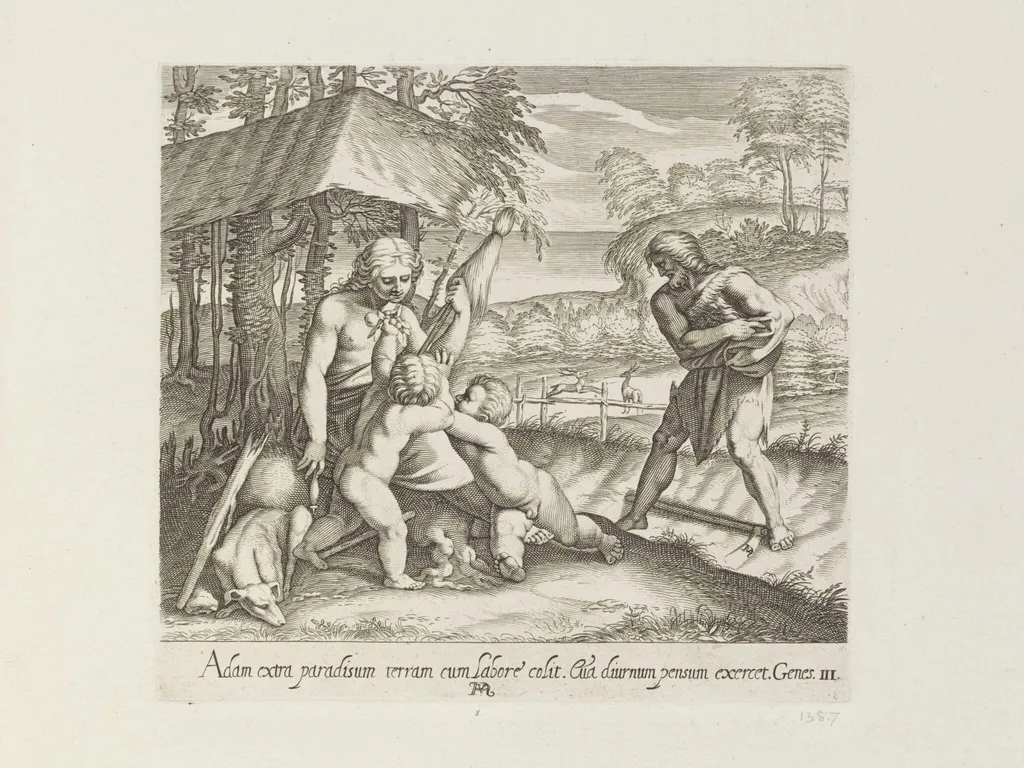 Adam cultivating the Earth, by Francesco Villamena