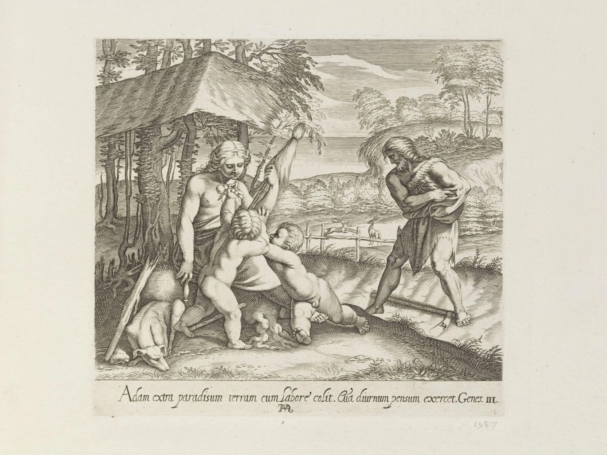 Adam cultivating the Earth, detail
