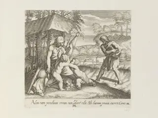 Adam cultivating the Earth, by Francesco Villamena