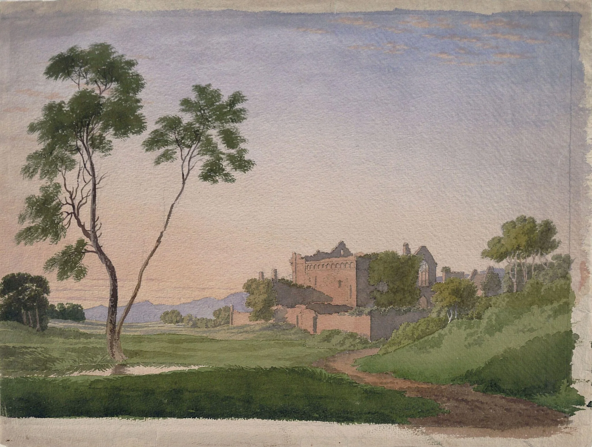 A castle in a landscape, detail
