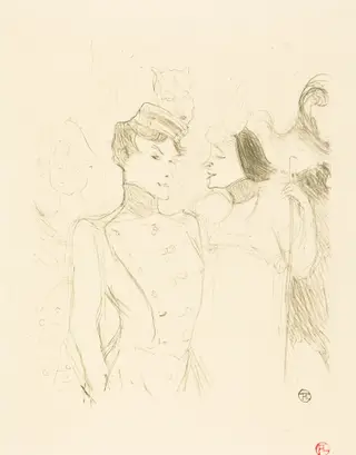 Lender and Lavalliere (Lender et Lavallière), by Henri de Toulouse-Lautrec, ink, 1895