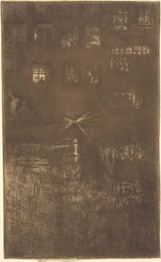 Nocturne: Dance House, by James McNeill Whistler, ink, 1889