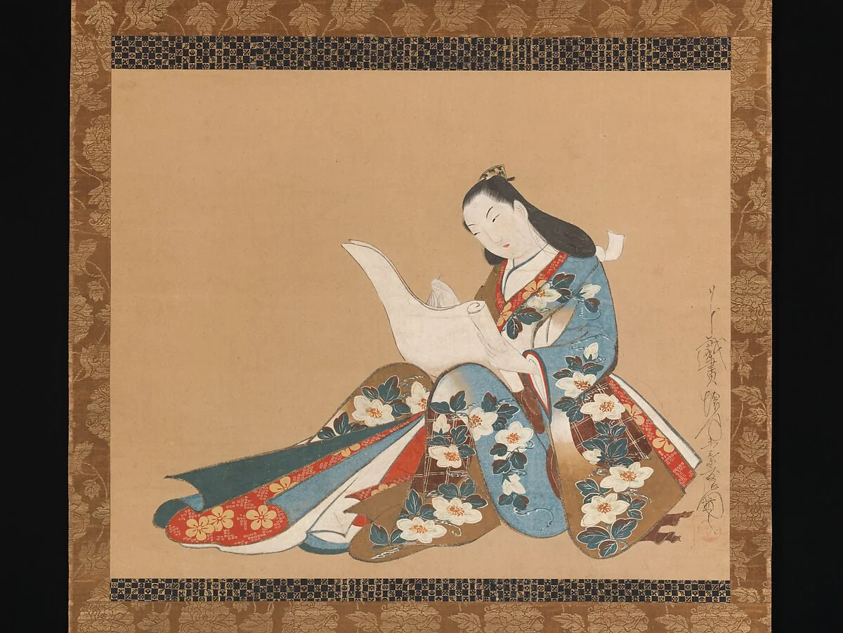 懐月堂度辰筆 文を書く遊女図|Courtesan Writing a Letter, detail