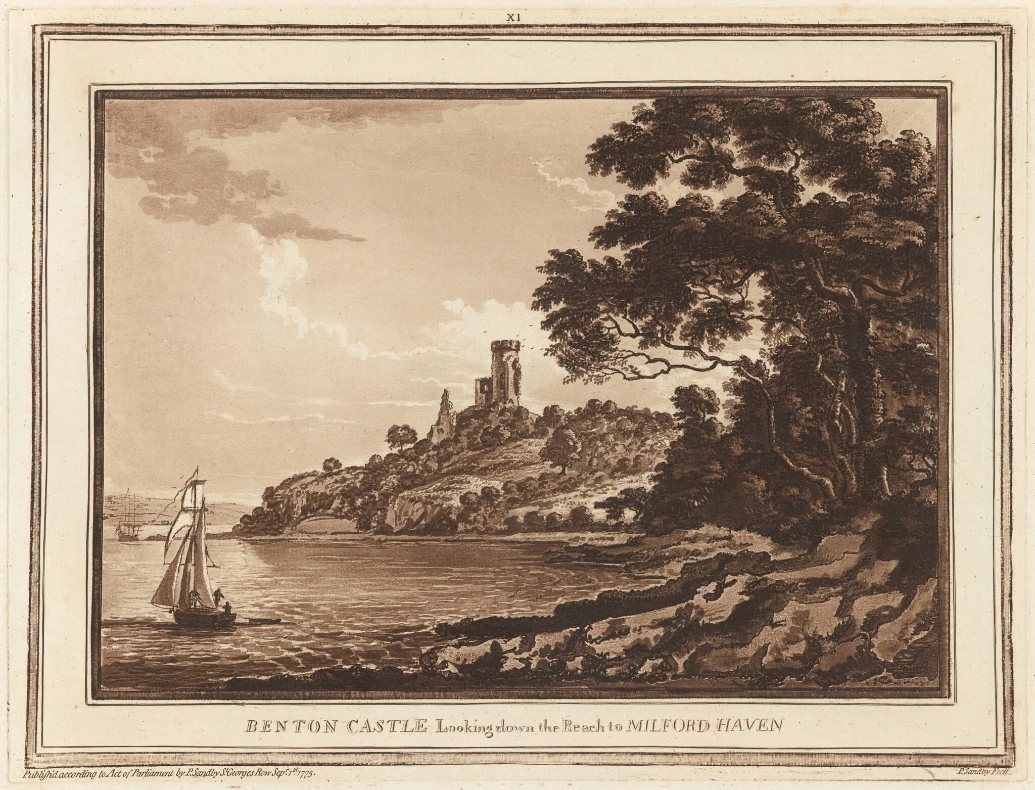 Benton Castle, Looking down the Reach to Milford Haven, detail