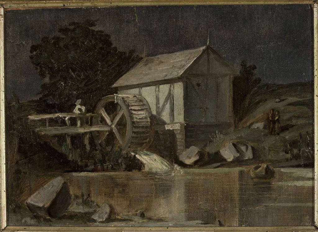 Mill at the river on a moonlit night, by Jan Stanisławski, unspecified, 1892