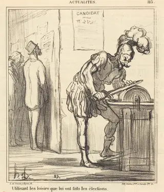 Utilisant les loisirs..., by Honoré Daumier, ink, 1869