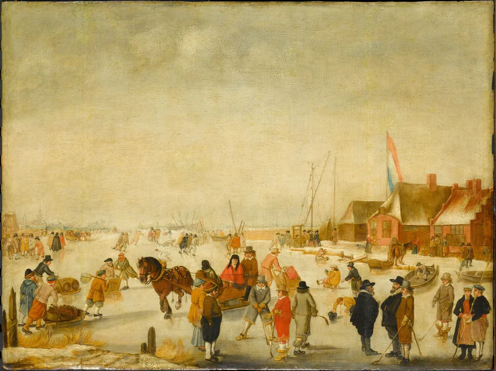 Enjoying the Ice, by Barent Avercamp, unspecified, 1654