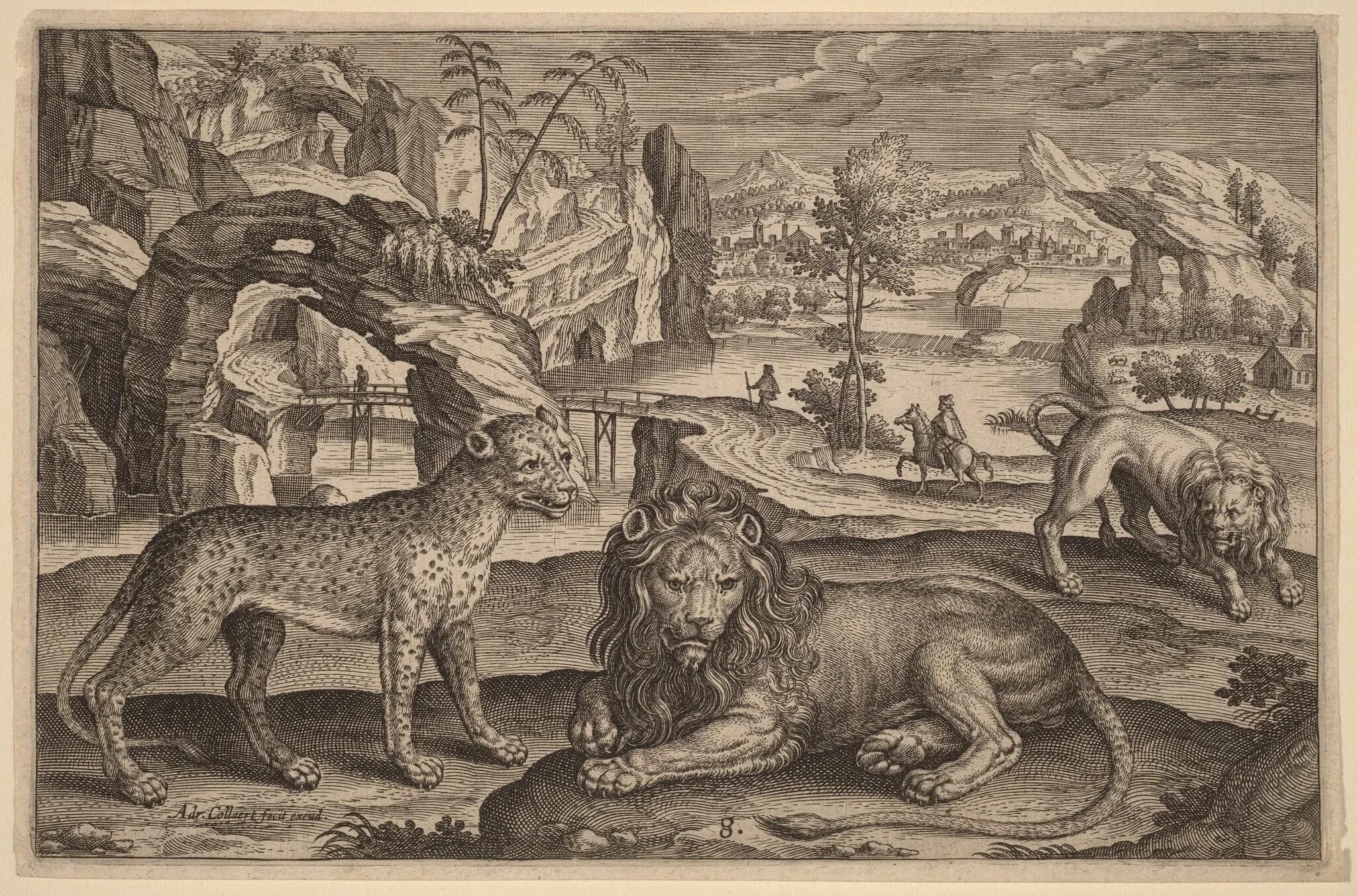 A Leopard and Two Lions, detail
