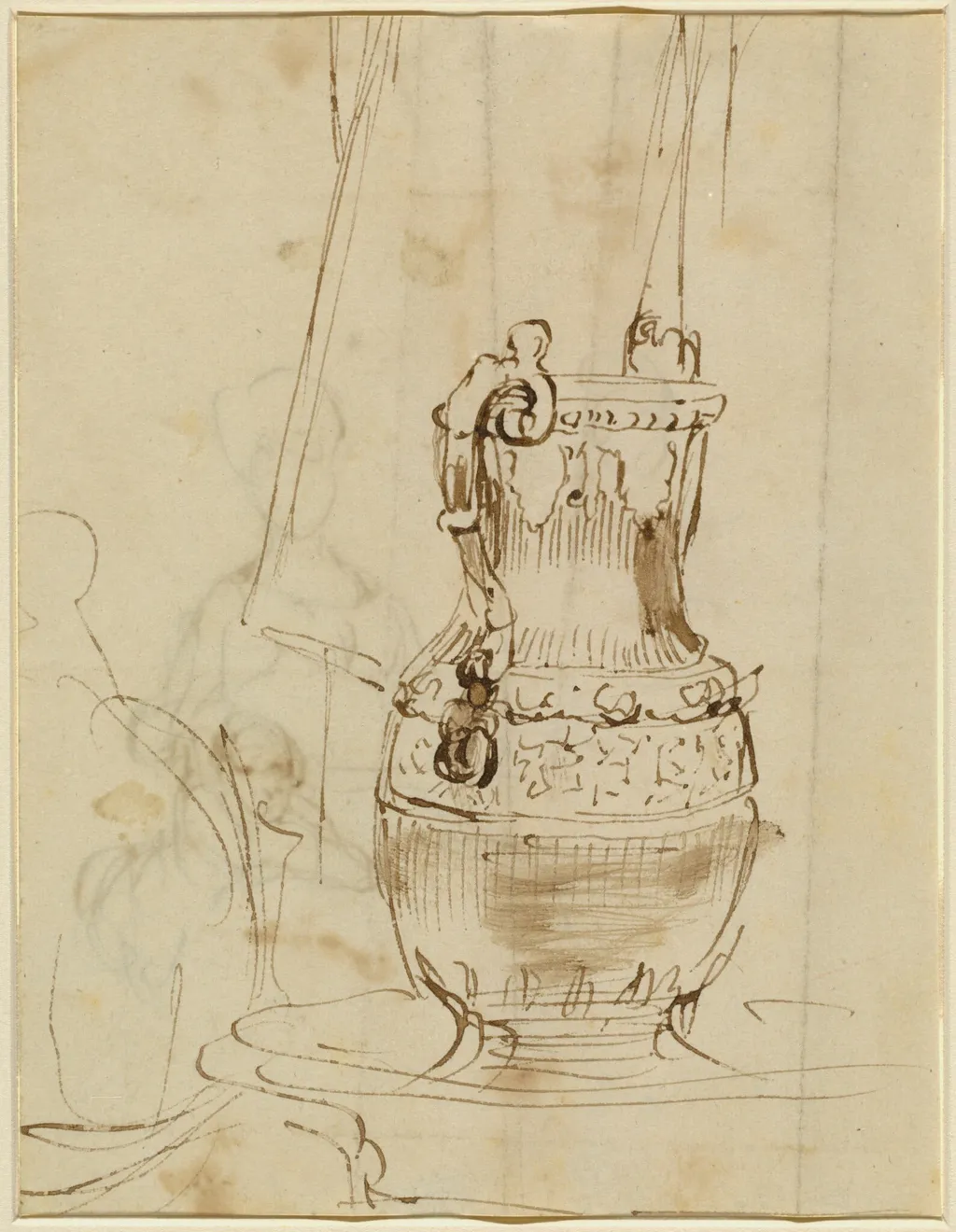 An Ornate Ewer [recto], by David Wilkie, ink, 1813