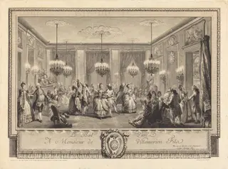 Le bal paré, by Antoine-Jean Duclos, ink, 1774
