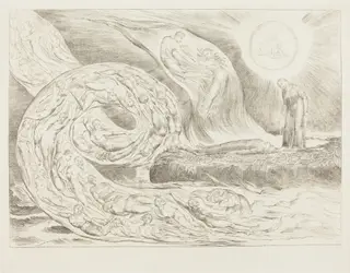 The Circle of the Lustful: Paolo and Francesca, by William Blake, ink, 1827