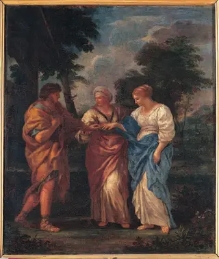 Biblical Wedding, by Ciro Ferri, oil, 1675